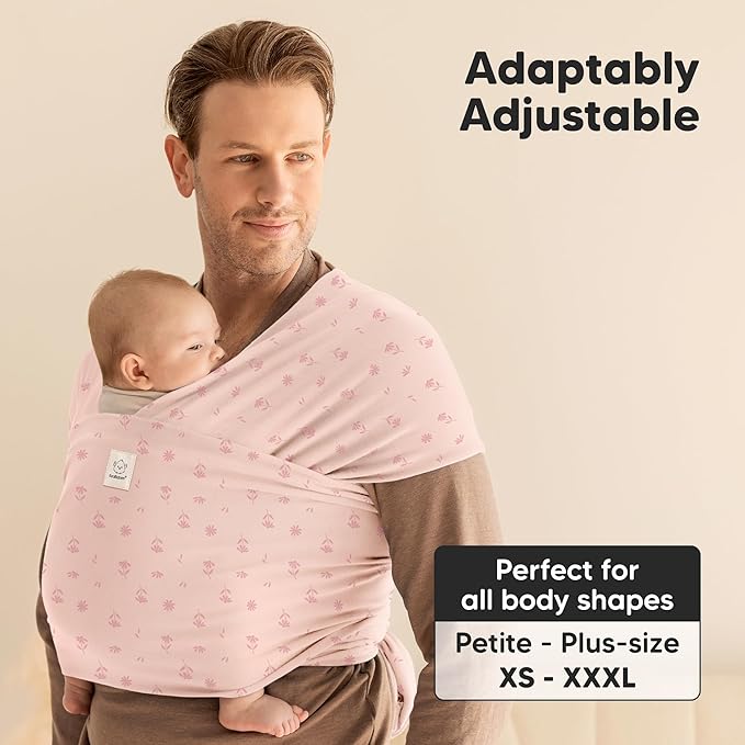 KeaBabies Baby Wrap Carrier - All in 1 Original Baby Carrier Newborn to Toddler Sling, Easy to Wear, Hands Free Bonding, Lightweight, Breathable Infant Wraps (Pink Daisies)