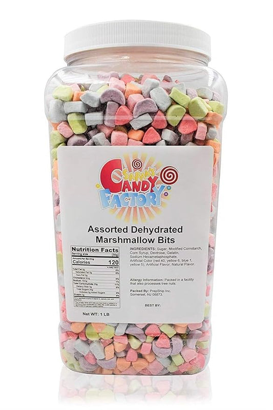 Sarah's Candy Factory Assorted Dehydrated Marshmallow Bits in Jar, 1lb PACK 1