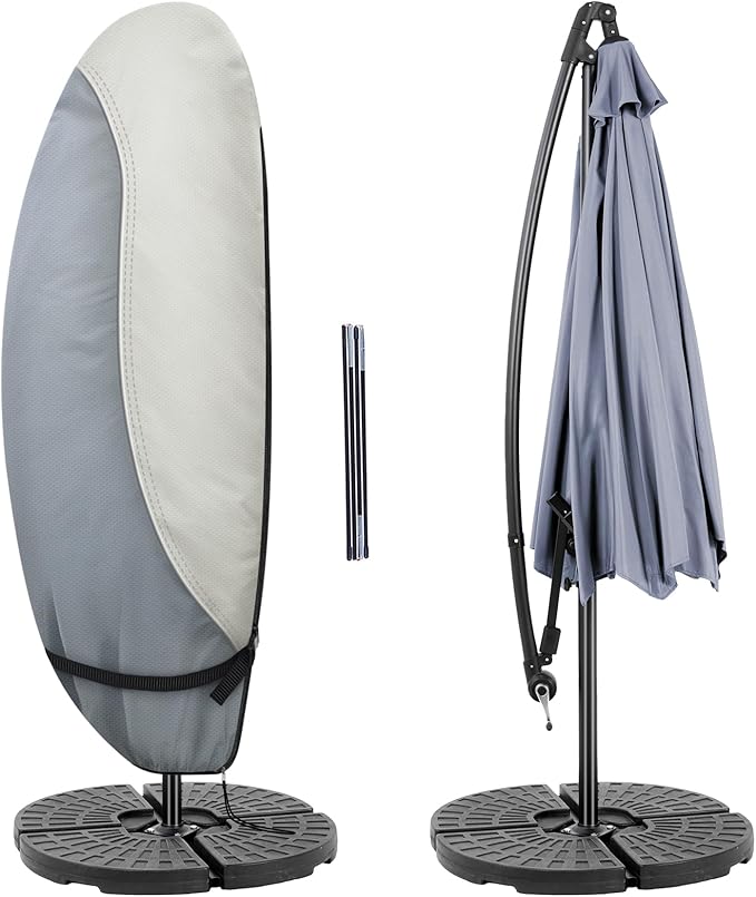 Patio Waterproof Umbrella Cover, Outdoor Offset Parasol Cover for 12-14 Feet Cantilever Banana Frame Umbrella