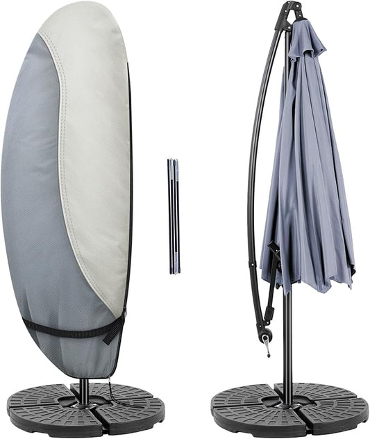 Patio Waterproof Umbrella Cover, Outdoor Offset Parasol Cover for 7.5-11.5 Feet Cantilever Banana Frame Umbrella