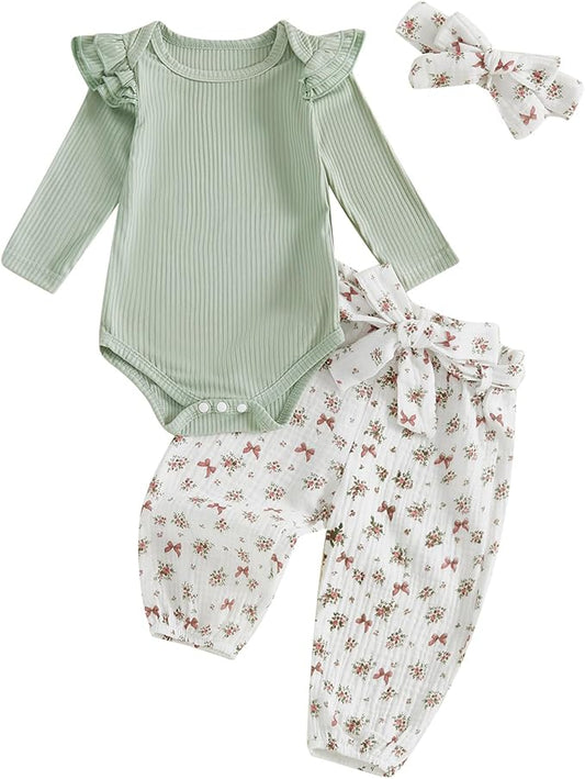 Mubineo Baby Girl Clothes Outfits Cute Flower Romper Daisy Pant Fall Winter Newborn Outfit Sets