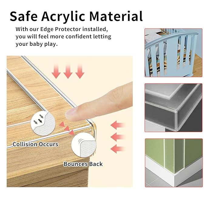 2Pack Baby Proofing Edge Protector for Baby,Clear Edge Protector Strip Sharp Edge Wrap Cover Tape,Corner Bumpers for Furniture,Crib Rail Covers for Teething,Total 19.68 Ft (Width 1.18 in)
