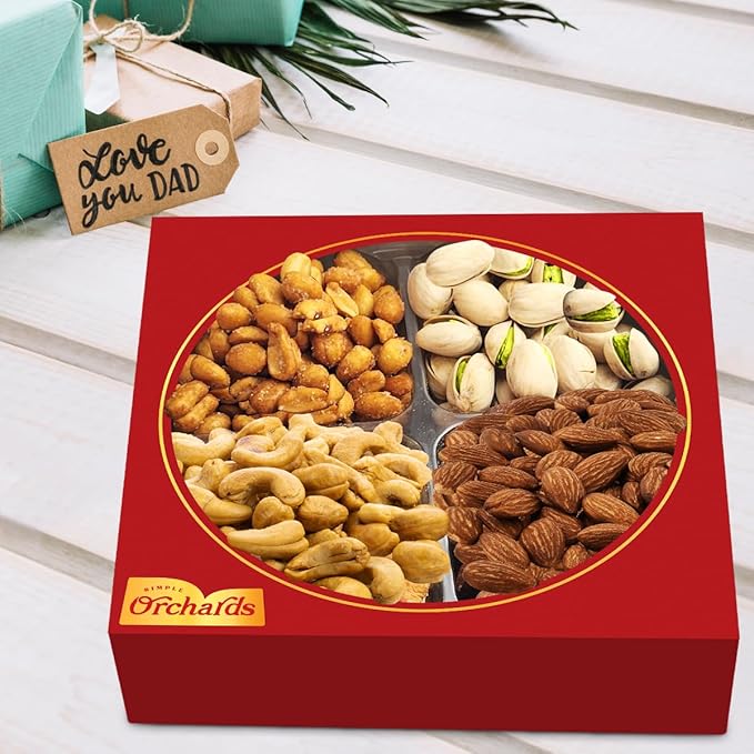 Nuts gift Basket of Cravings Gourmet Nuts Collection, Premium Mixed Nut Gift Box, 4 Sectional.