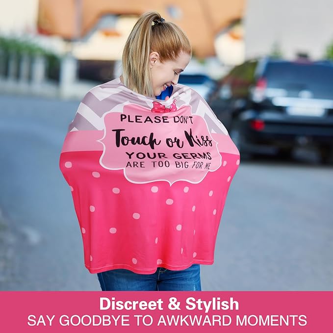 Metplus No Touch Sign Car Seat Cover for Babies, Mom Nursing Covers Breastfeeding Scarf, Multi Use Infant Carseat Canopy for Newborn Carrier/Stroller/Shopping Cart, Baby Shower Gifts for Boy Girl