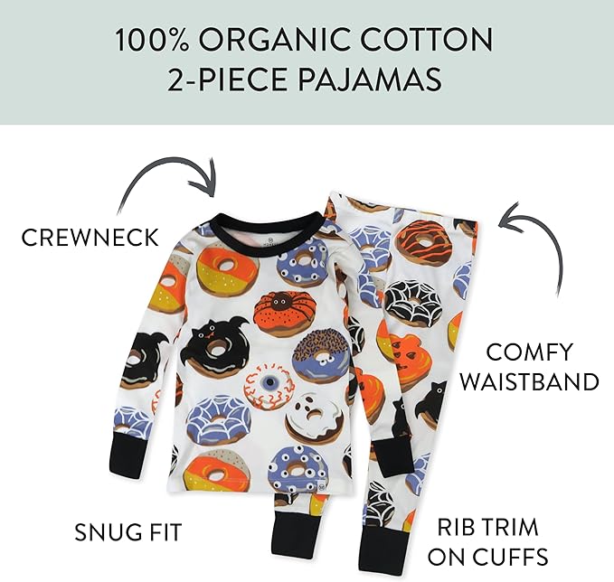 HonestBaby unisex-baby Celebration 2-piece Pajamas Sleepwear Pjs 100% Organic Cotton for Baby, Toddler, Kids