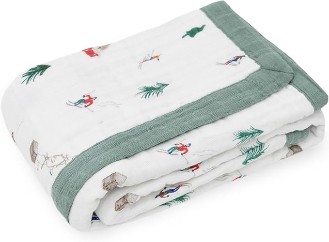 Little Unicorn Newborn Receiving Quilt | Ultra- Soft, Multi-Layered Muslin Fabric | Gift for Newborns & on-The-go (Powder Party)