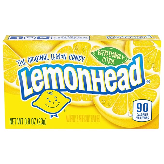 Lemonhead Hard Lemon Candy, 0.8 Ounce Boxes (Pack of 24)
