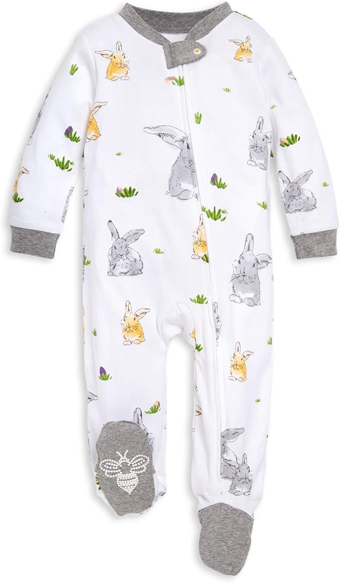 Burt's Bees Baby Baby Girls Pajamas, Zip Front Non-Slip Footed Sleeper Pjs, 100% Organic Cotton