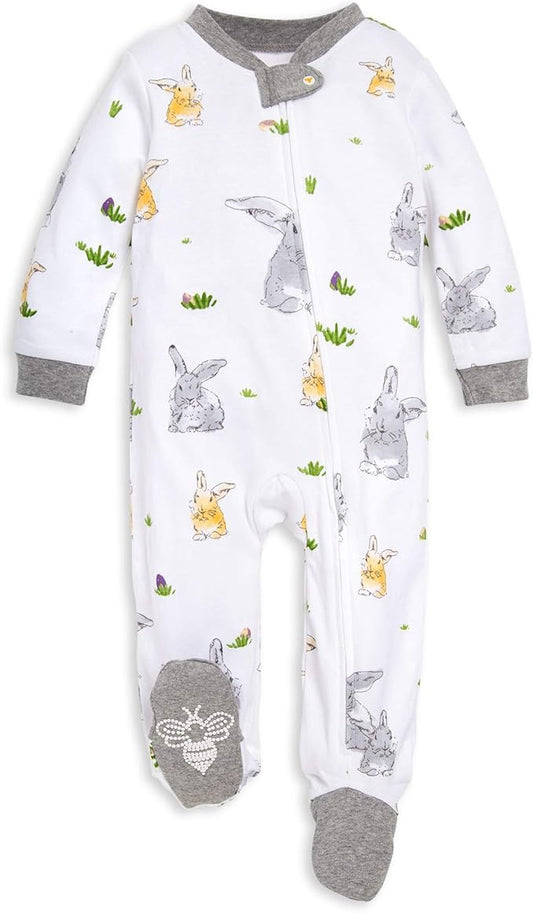 Burt's Bees Baby Baby Girls Pajamas, Zip Front Non-Slip Footed Sleeper Pjs, 100% Organic Cotton