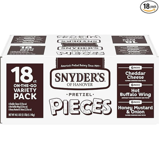 Snyder's of Hanover Pretzel Pieces, Variety Pack of Pretzels Individual Packs, 2.25 Oz, 18 Ct (Pack of 18)