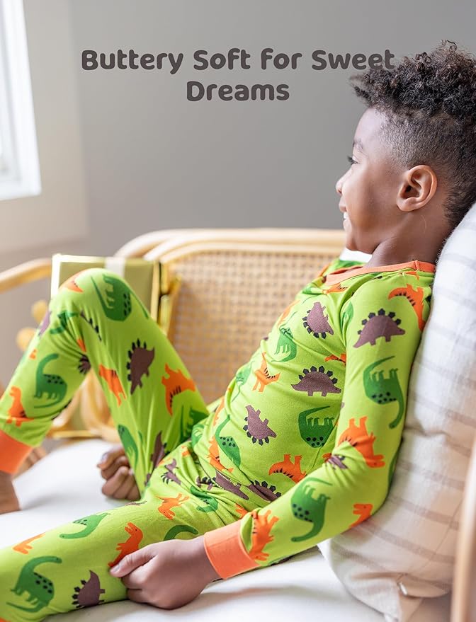 PATPAT Bamboo Viscose Pajama Sets for Toddler Boys & Girls Baby Kids, Ultra-soft Snug fit Pjs Sleepers for Birthday Holiday