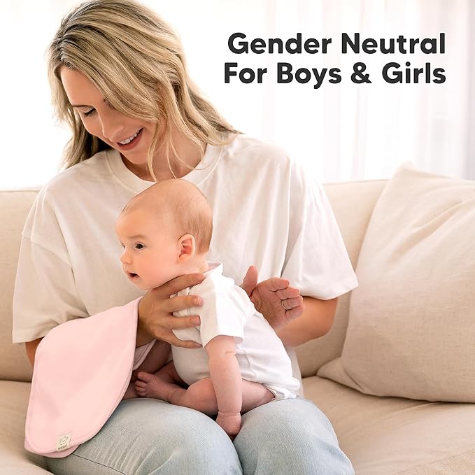 Organic Burp Cloths Baby Boy & Girl - 5-Pack Super Absorbent Cotton Burping Cloths for Babies, Soft & Plush Newborn Spit Up Rags, Infant Towels for Milk Spit Up, Unisex, Large 21" x 10" (Dew)