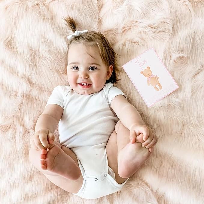 WAUAO Gingham Milestone Monthly Cards - My First Milestone Cards, Baby Shower Photo Props,Baby Milestone Monthly Memories,Boys/Girls Photo Props (pink)