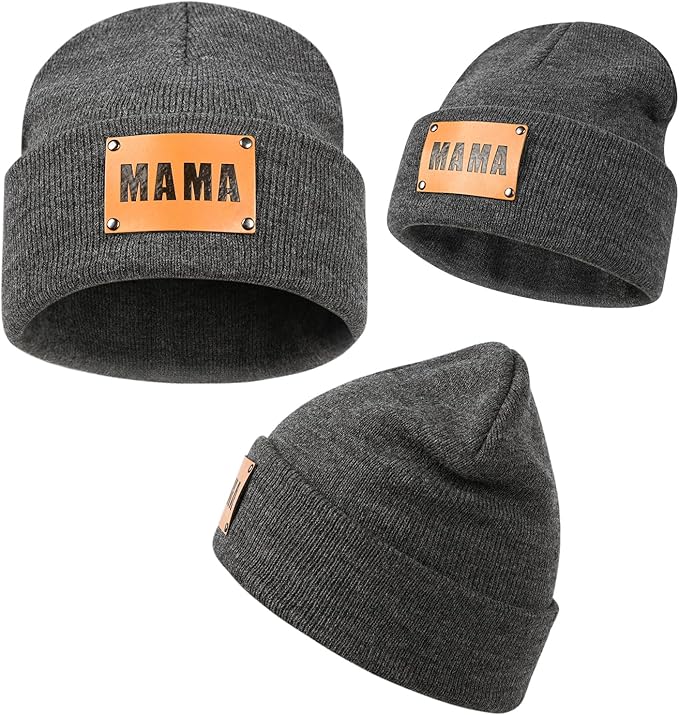 Parent-Child Beanie Hat,Mother & Baby Daughter/Son Winter Warm Knit Hat,Kids Soft Beanie Cap