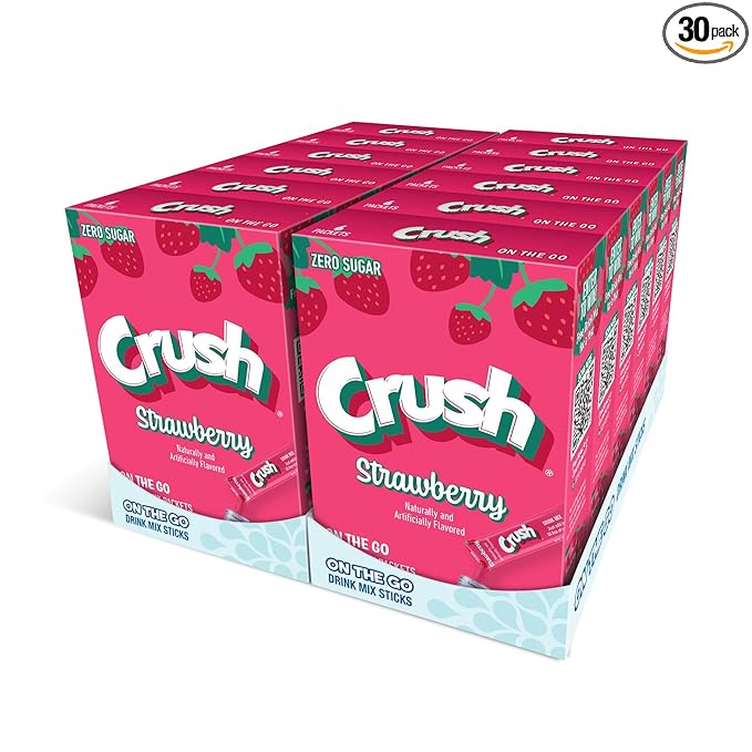 Crush- Powder Drink Mix - Sugar Free & Delicious (Strawberry, 72 Sticks)
