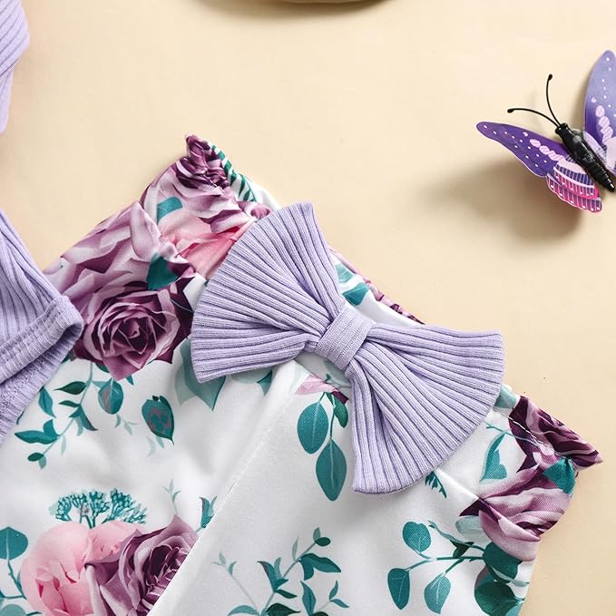 Baby Girls Clothes Ribbed Romper Bodysuit Pants Headband Set Fall Winter Outfits