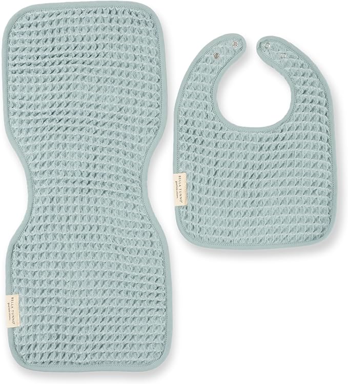Bella Tunno Baby Bibs and Burp Cloths Set – Reversible Drool Bibs and Soft Absorbent Newborn Burp Cloths, Oeko-TEX Certified (Fog)