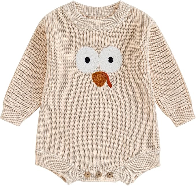 FYBITBO Baby Girl Boy Sweater Knit Oversized Pullover Sweatshirt Romper Onesie Warm Fall Winter Clothes Outfit Newborn