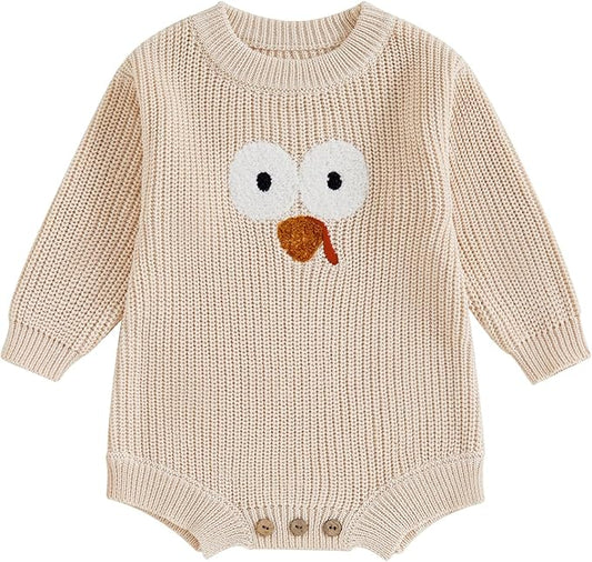 FYBITBO Baby Girl Boy Sweater Knit Oversized Pullover Sweatshirt Romper Onesie Warm Fall Winter Clothes Outfit Newborn