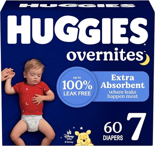Huggies Size 7 Overnites Baby Diapers: Overnight Diapers, Size 7 (41+ lbs), 60 Ct, Packaging May Vary