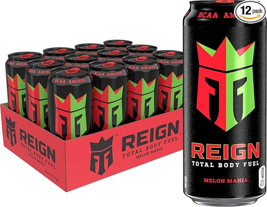 Reign Total Body Fuel, Melon Mania, Fitness & Performance Drink, 16 Fl Oz (Pack of 12)