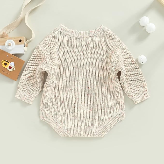 FYBITBO Baby Girl Boy Sweater Knit Oversized Pullover Sweatshirt Romper Onesie Warm Fall Winter Clothes Outfit Newborn