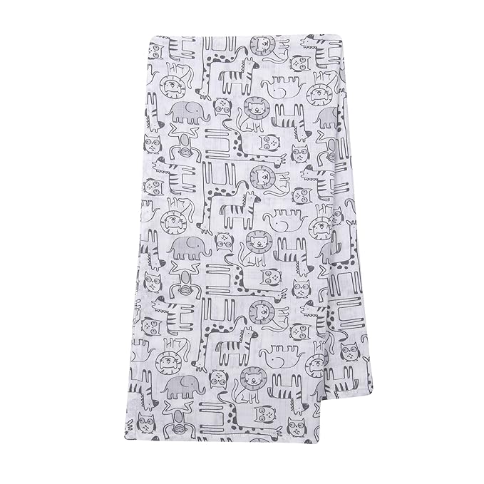 Lambs & Ivy 5 Piece Gray/White Plush Infant/Newborn Baby Gift Bag w/Swaddle