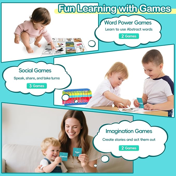 100 Nouns Flash Cards for Toddlers, Expanded Vocabulary Cards with Videos, Preschool Learning Flashcards, Noun Picture Cards for Speech Therapy Material ABA Therapy| Language Builder Card
