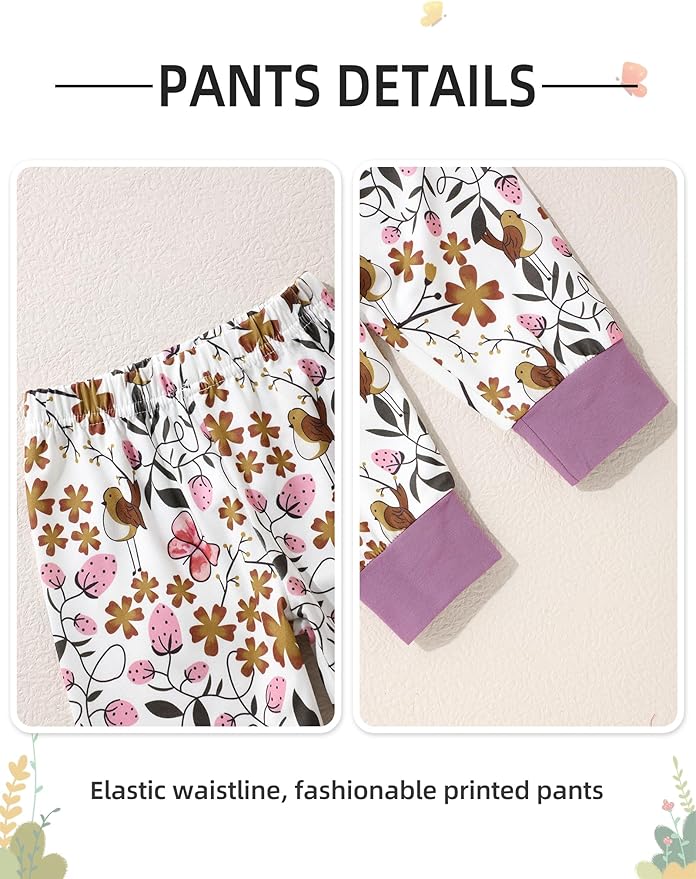 oklady Toddler Baby Girl Clothes Solid Color Ruffle Tops Floral Pants with Headband Fall Winter Cute Girl Outfits