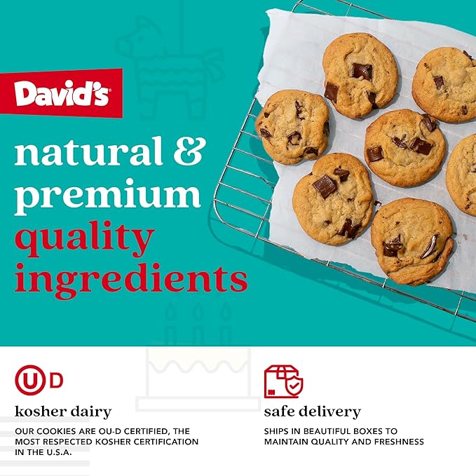 David's Cookies Happy Birthday Chocolate Chunk Cookies Tin 2lbs - Handmade and Fresh Baked Gourmet Cookie Gift Basket - Delectable & Made with Premium Ingredients - Ideal Birthday Food Gift For All