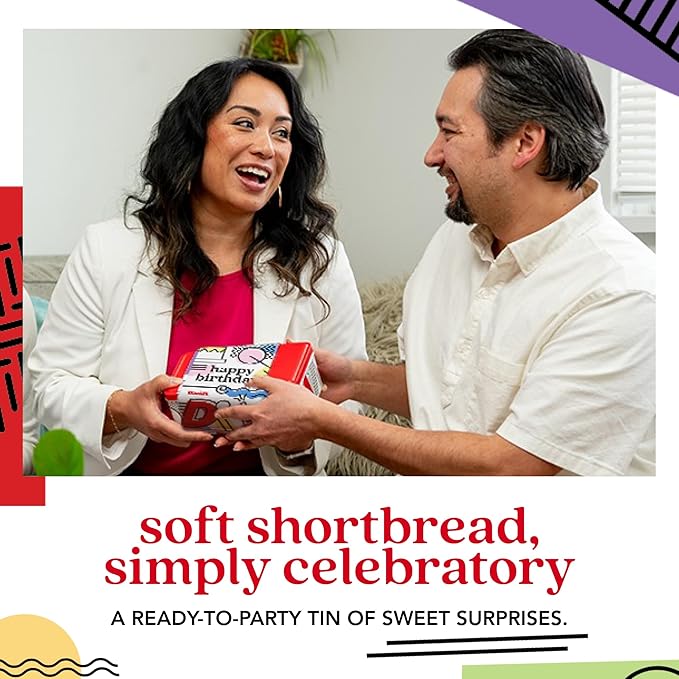 David’s Cookies Happy Birthday Shortbread Cookies Gift Tin – Original and Chocolate Chip Shortbread in Sweet Sampler – Gourmet Dessert Bakery Gift for Birthday Party Celebrations and Special Occasions