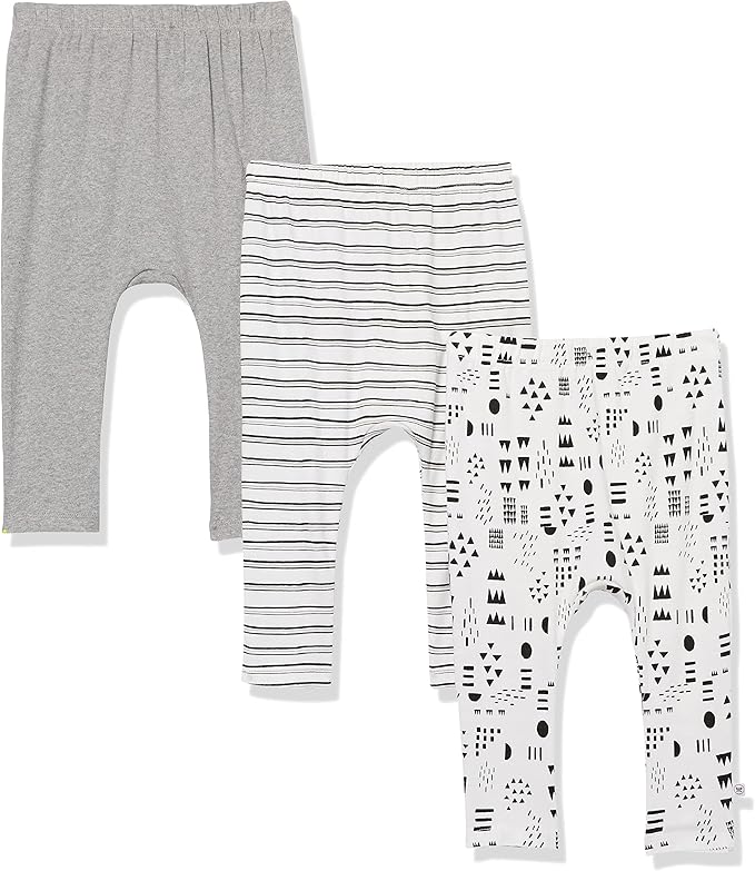 HonestBaby Unisex-Baby Multipack Harem Pants Roomy Fit Pull on Bottoms 100% Organic Cotton for Baby Boys, Girls