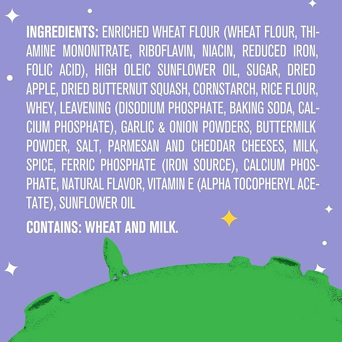 Get'ems! from Gerber, Snacks for Kids, Parmesan Space Crackers, Made with Real Veggies & Fruits, Iron & Vitamin E - 4 pack