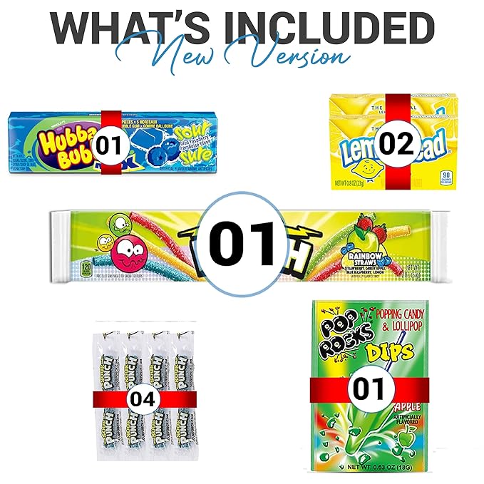 Sour Candy Box -Bulk Sour Variety Pack - Individually Wrapped Super Sour Favorites - Candy Mix with Sour Skittles, War, Sour Kids, Lemonhead and More - 30 Count for Kids and Adults