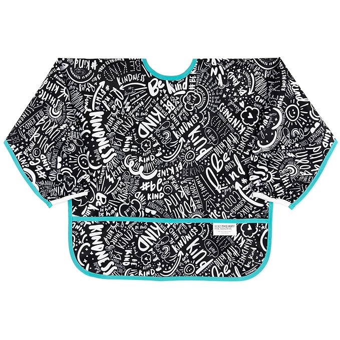 Bumkins Sleeved Bib for Girl or Boy, Baby and Toddler for 6-24 Mos, Essential Must Have for Eating, Feeding, Baby Led Weaning Supplies, Long Sleeve Mess Saving Food Catcher, Born This Way