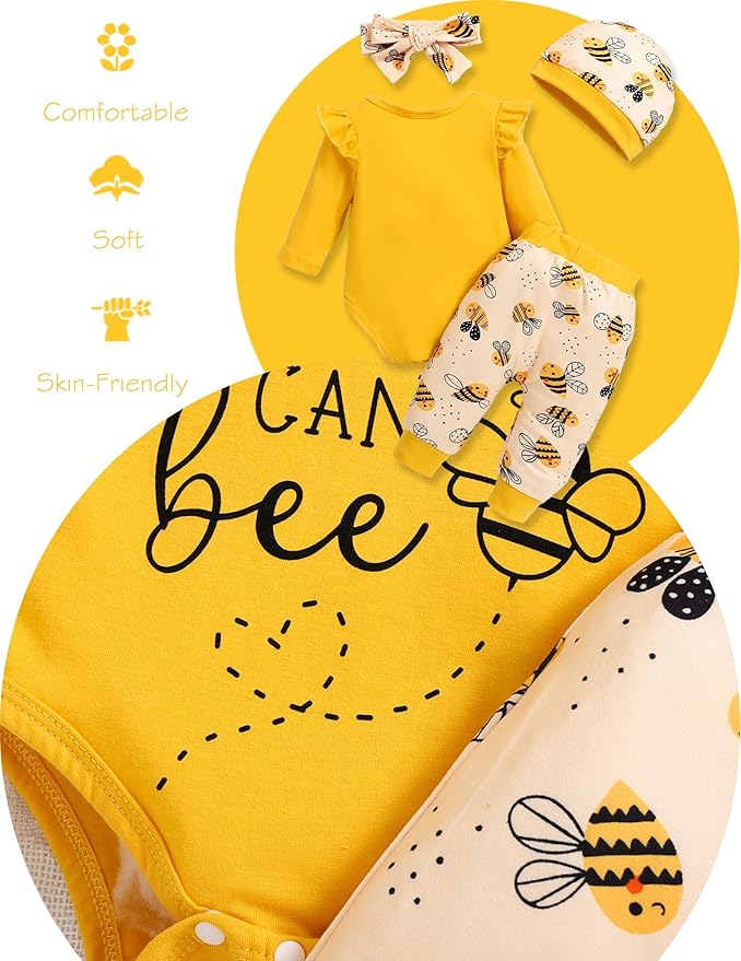 Baby Girl Clothes Newborn Infant Outfits Cute Summer Clothes Spring Romper Set+Hat+Headband