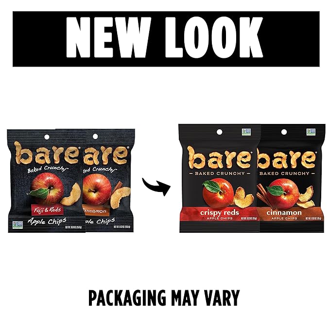 Bare Baked Crunchy, Apples Fuji & Reds and Cinnamon Variety Pack, 0.53 Ounce (Pack of 16)