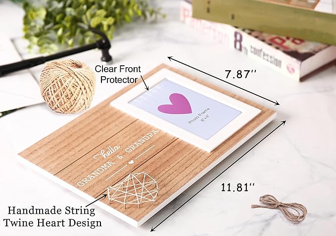 Pregnancy Announcement Gifts for Dad Mom,Pregnancy Reveal to Grandparents Ultrasound Picture Frame Present,Sonogram Photo Frame,Dad Mom Promoted to Grandparents,Hello,Grandma and Grandpa