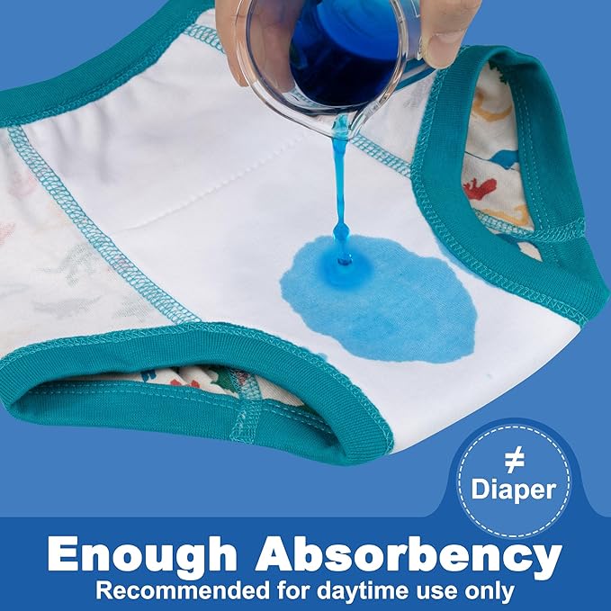 BIG ELEPHANT 10-Pack Baby Potty Training Underwear, Soft 100% Cotton Absorbent Training Pants for Boys & Girls, Ages 12M-10Y