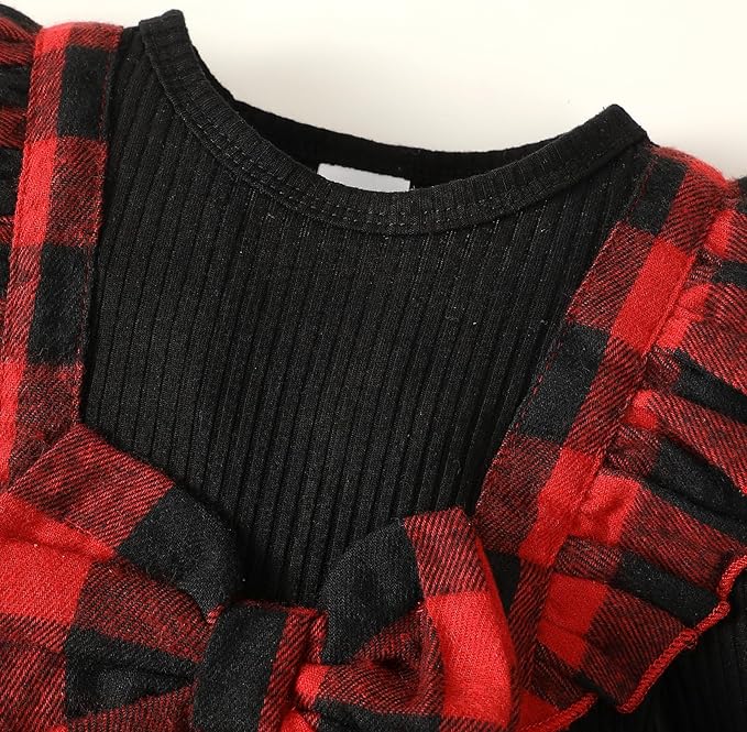 Newborn Infant Baby Girl Clothes Fall Winter Plaid Long Sleeve Jumpsuit One Piece Romper Bodysuit Baby Overalls Outfits