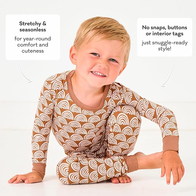 Little Sleepies Two-Piece Pajama Set for Boys & Girls, Soft Viscose from Bamboo Toddler Pajamas for Kids, Family Matching PJs