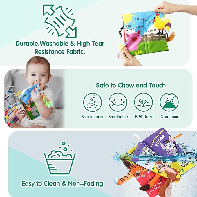 Richgv Baby Toys 0-6 Months, Crinkle Books for Babies 2PCS Infant Tummy Time Toy 6 to 12 Months Touch Feel Book Gifts for Boy Girl 0-3 Month Christmas Stocking Stuffer