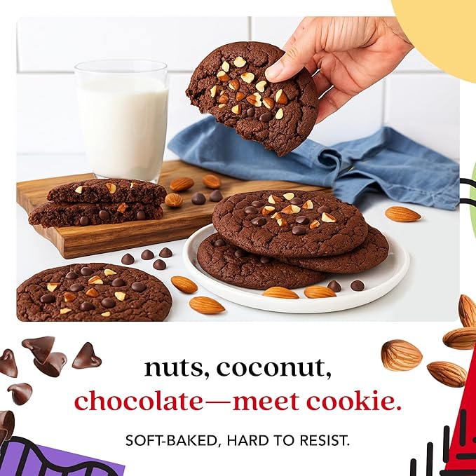 David's Cookies Fresh Baked Decadent Jumbo Almond Gourmet Cookies – 2lb Gift Basket Tin with 8 Large Almond Cookies – Bakery-Style Soft and Chewy Dessert for Holidays, Birthdays, Thank You Gifts