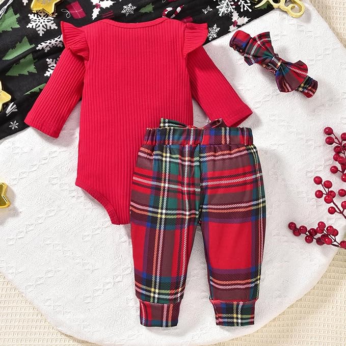 Aalizzwell Preemie Newborn Infant Baby Girls Clothes Ribbed Romper Bodysuit Pants Set Fall Winter Outfits