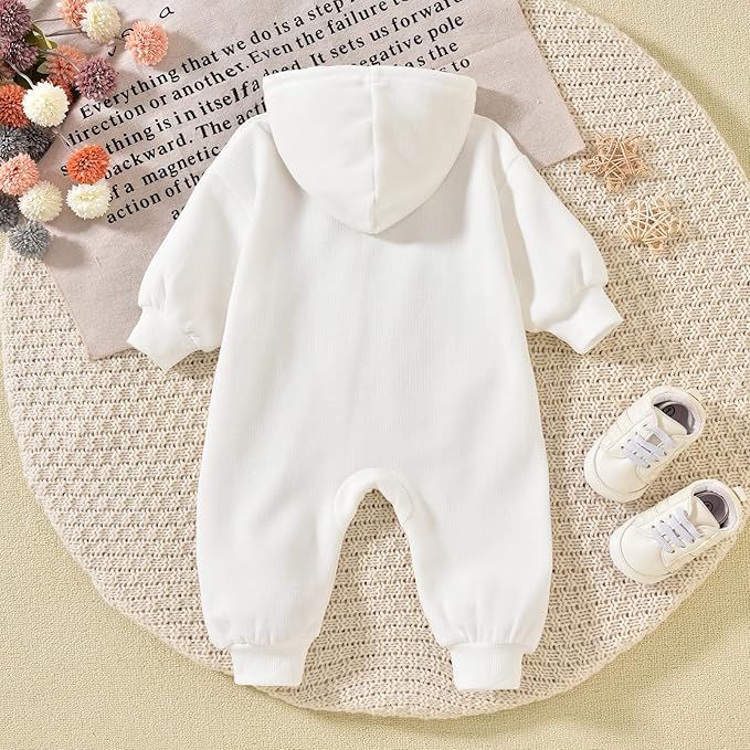 Unutiylo Unisex Baby Boys Girls Long Sleeve Infant Baby Zipper Hooded Jumpsuits Romper Loose Outfit Clothes