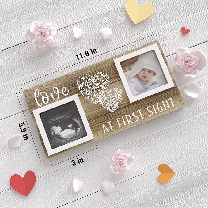 Baby Sonogram Picture Frame for 3" x 3" Ultrasound Photo - Pregnancy Announcements Ideas - Gender Reveal Baby-Shower Gift - New Mom Expecting Parents to Be Keepsake Gifts - Nursery Décor