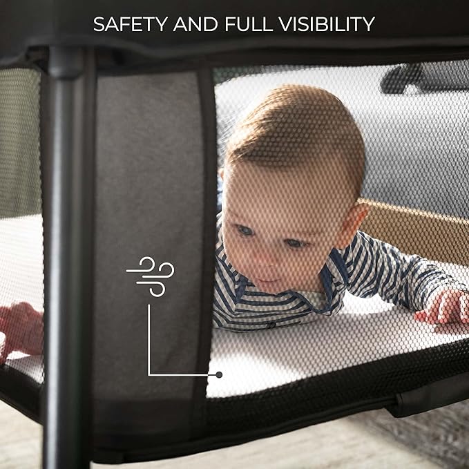 Kinderkraft CAMI 3-in-1 Baby Bed, Travel Bed for Baby, from Birth to 3 Years, Baby cot, Travel cot, Easy to Fold Compactly, Travel Bag Included, Two Levels, Black