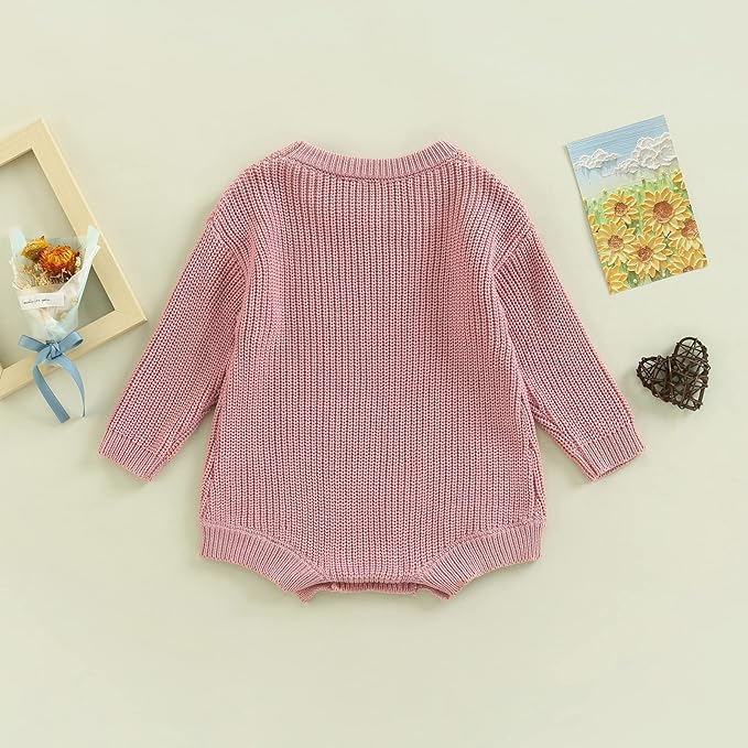 FYBITBO Baby Girl Boy Sweater Knit Oversized Pullover Sweatshirt Romper Onesie Warm Fall Winter Clothes Outfit Newborn