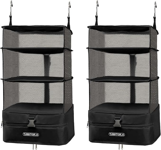 TABITORA Portable Hanging Travel Shelves Bag Packing Cube Organizer Suitcase Storage Large Capacity