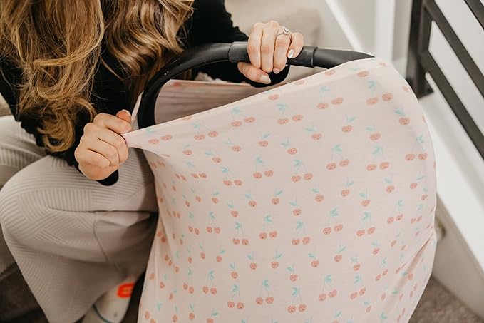 Copper Pearl Multi-Use Cover: Car Seat Covers, Nursing Cover, and Stroller Cover for Sun - Stretchy Fabric, All-Season Use, Stylish Designs, Easy Access for Moms - Cheery